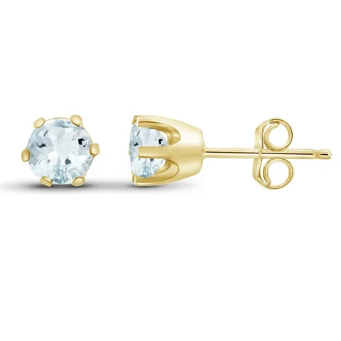 Gold Solitaire ,round white stone stud