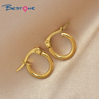 Small endless cube hoops earrings for women Stainless Steel Titanium, gold plated earrings