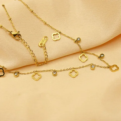 Clover leaf chain with zarcon non fading necklace chain