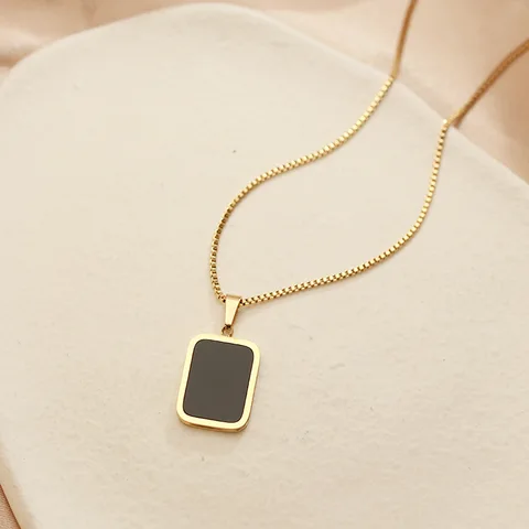 Acrylic rectangle chain pendant necklace 18k gold plated jewellery