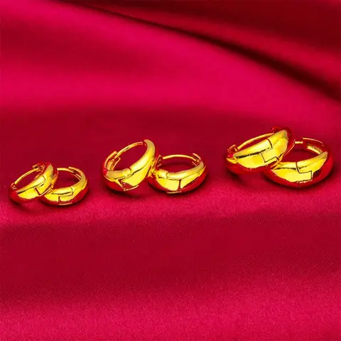 18k gold plated hoop earrings trendy classic brass jewellery