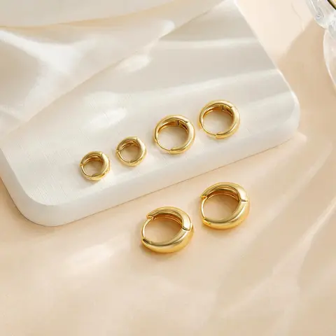 18k gold plated hoop earrings trendy classic brass jewellery