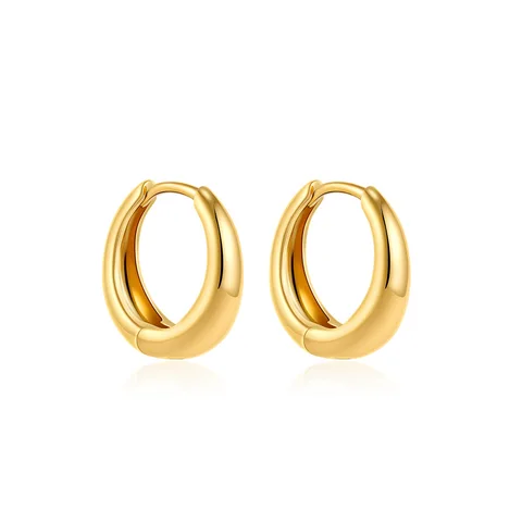 18k gold plated hoop earrings trendy classic brass jewellery