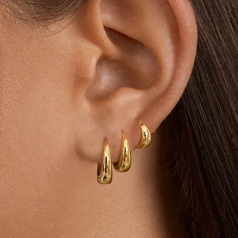 18k gold plated hoop earrings trendy classic brass jewellery