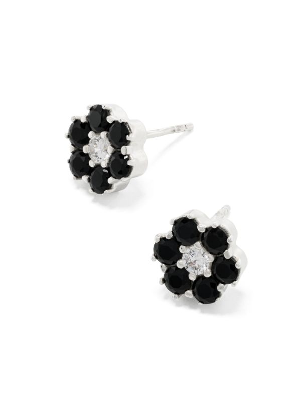 Silver black and white studd earrings