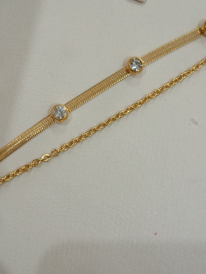 Double chain breclet 18k gold plated