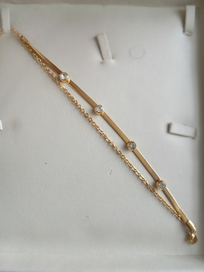 Double chain breclet 18k gold plated