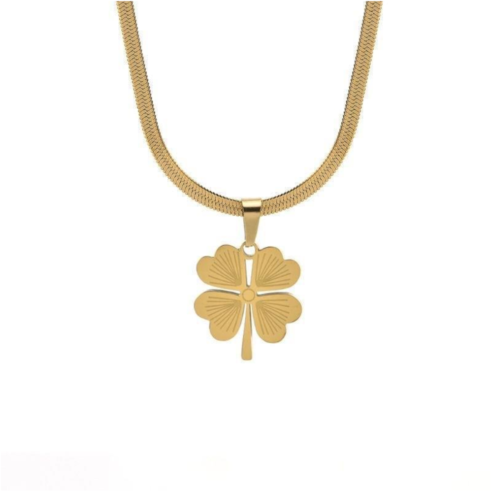 Four leaf clover snake chain necklace