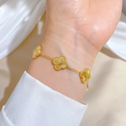 Four leaf clover jewellery set Gold plated stainless steel material